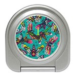 Vintage Colorful Insects Seamless Pattern Travel Alarm Clock Front