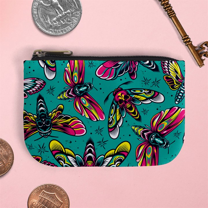 Vintage Colorful Insects Seamless Pattern Mini Coin Purse