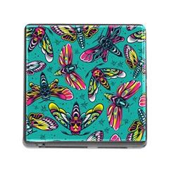 Vintage Colorful Insects Seamless Pattern Memory Card Reader (Square 5 Slot)