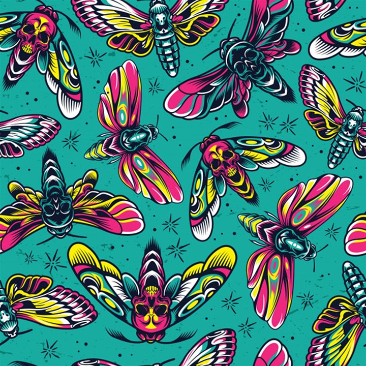 Vintage Colorful Insects Seamless Pattern Play Mat (Square)