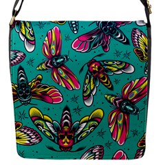 Vintage Colorful Insects Seamless Pattern Flap Closure Messenger Bag (S)