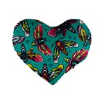 Vintage Colorful Insects Seamless Pattern Standard 16  Premium Flano Heart Shape Cushions Front