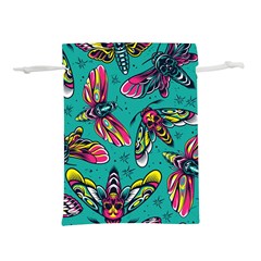 Vintage Colorful Insects Seamless Pattern Lightweight Drawstring Pouch (M)