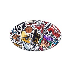 Vintage College Colorful Seamless Pattern Sticker Oval (10 Pack)