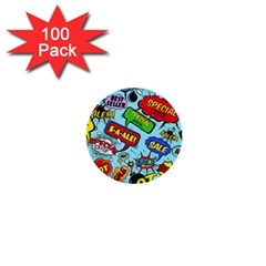 Comic Bubbles Seamless Pattern 1  Mini Buttons (100 Pack)  by Wegoenart