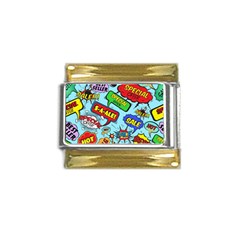 Comic Bubbles Seamless Pattern Gold Trim Italian Charm (9mm)