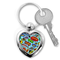 Comic Bubbles Seamless Pattern Key Chain (heart) by Wegoenart