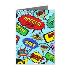 Comic Bubbles Seamless Pattern Mini Greeting Card