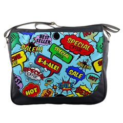 Comic Bubbles Seamless Pattern Messenger Bag by Wegoenart