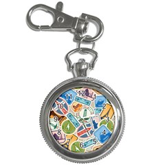 Travel Pattern Immigration Stamps Stickers With Historical Cultural Objects Travelling Visa Immigran Key Chain Watches by Wegoenart