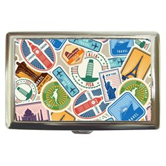 Travel Pattern Immigration Stamps Stickers With Historical Cultural Objects Travelling Visa Immigran Cigarette Money Case by Wegoenart