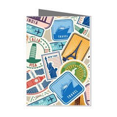 Travel Pattern Immigration Stamps Stickers With Historical Cultural Objects Travelling Visa Immigran Mini Greeting Cards (pkg Of 8) by Wegoenart