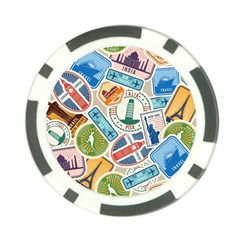 Travel Pattern Immigration Stamps Stickers With Historical Cultural Objects Travelling Visa Immigran Poker Chip Card Guard by Wegoenart