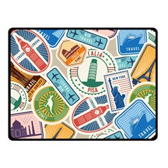 Travel Pattern Immigration Stamps Stickers With Historical Cultural Objects Travelling Visa Immigran Fleece Blanket (small) by Wegoenart