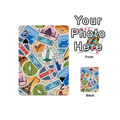 Travel Pattern Immigration Stamps Stickers With Historical Cultural Objects Travelling Visa Immigran Playing Cards 54 Designs (mini) by Wegoenart