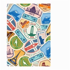 Travel Pattern Immigration Stamps Stickers With Historical Cultural Objects Travelling Visa Immigran Small Garden Flag (two Sides) by Wegoenart