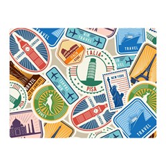 Travel Pattern Immigration Stamps Stickers With Historical Cultural Objects Travelling Visa Immigran Double Sided Flano Blanket (mini)  by Wegoenart