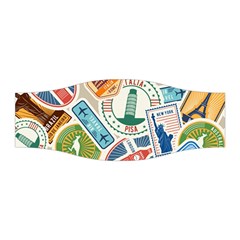 Travel Pattern Immigration Stamps Stickers With Historical Cultural Objects Travelling Visa Immigran Stretchable Headband by Wegoenart