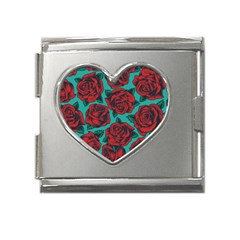 Vintage Floral Colorful Seamless Pattern Mega Link Heart Italian Charm (18mm)