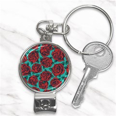 Vintage Floral Colorful Seamless Pattern Nail Clippers Key Chain by Wegoenart