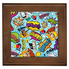 Comic Elements Colorful Seamless Pattern Framed Tile by Wegoenart