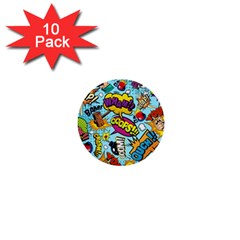 Comic Elements Colorful Seamless Pattern 1  Mini Buttons (10 Pack)  by Wegoenart