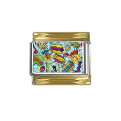 Comic Elements Colorful Seamless Pattern Gold Trim Italian Charm (9mm)