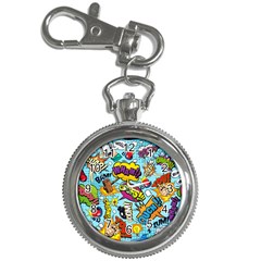 Comic Elements Colorful Seamless Pattern Key Chain Watches by Wegoenart