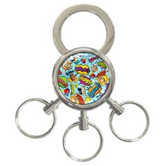 Comic Elements Colorful Seamless Pattern 3-ring Key Chain by Wegoenart