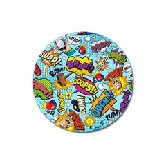 Comic Elements Colorful Seamless Pattern Magnet 3  (round) by Wegoenart