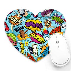 Comic Elements Colorful Seamless Pattern Heart Mousepad by Wegoenart