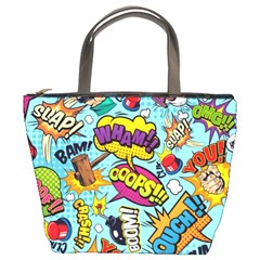 Comic Elements Colorful Seamless Pattern Bucket Bag by Wegoenart