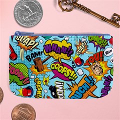 Comic Elements Colorful Seamless Pattern Large Coin Purse by Wegoenart