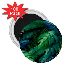 Tropical Green Leaves Background 2 25  Magnets (100 Pack)  by Wegoenart