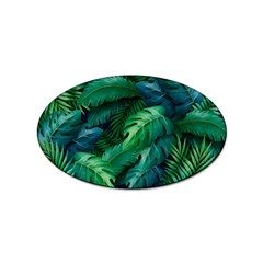 Tropical Green Leaves Background Sticker (oval) by Wegoenart