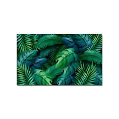 Tropical Green Leaves Background Sticker (rectangular) by Wegoenart