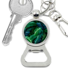 Tropical Green Leaves Background Bottle Opener Key Chain by Wegoenart