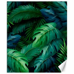 Tropical Green Leaves Background Canvas 8  X 10  by Wegoenart