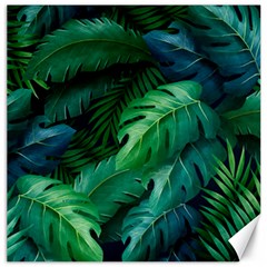 Tropical Green Leaves Background Canvas 12  X 12  by Wegoenart