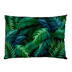 Tropical Green Leaves Background Pillow Case by Wegoenart