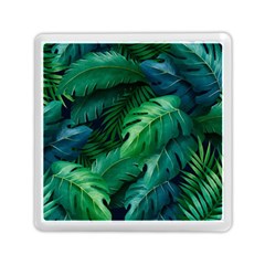 Tropical Green Leaves Background Memory Card Reader (square) by Wegoenart