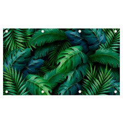 Tropical Green Leaves Background Banner And Sign 7  X 4  by Wegoenart