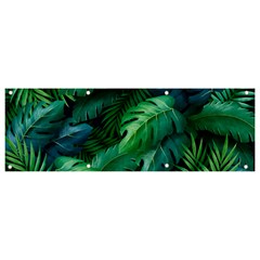 Tropical Green Leaves Background Banner And Sign 9  X 3 