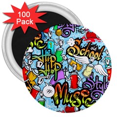 Graffiti Characters Seamless Patterns 3  Magnets (100 Pack) by Wegoenart