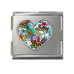 Graffiti Characters Seamless Patterns Mega Link Heart Italian Charm (18mm)