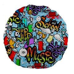 Graffiti Characters Seamless Patterns Large 18  Premium Round Cushions by Wegoenart