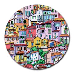 Menton Old Town France Round Mousepad by Wegoenart