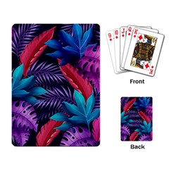 Background With Violet Blue Tropical Leaves Playing Cards Single Design (rectangle)