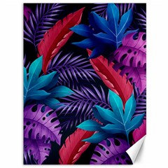 Background With Violet Blue Tropical Leaves Canvas 36  X 48  by Wegoenart