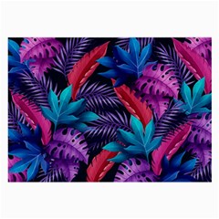 Background With Violet Blue Tropical Leaves Large Glasses Cloth by Wegoenart